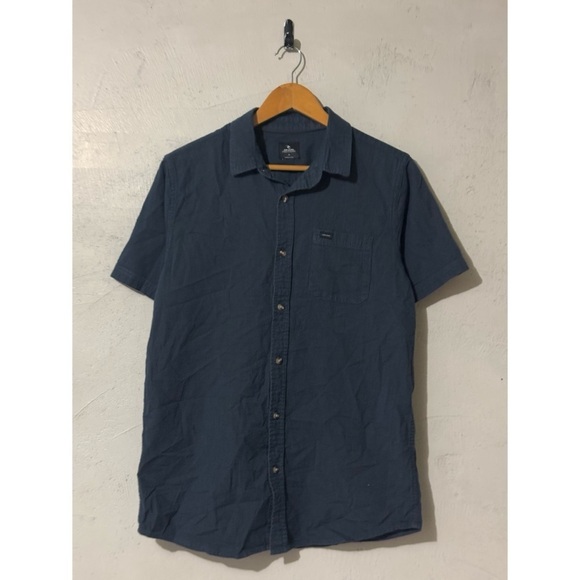 Ripcurl Ourtime Texture Shirt Slate Short Sleeve Button Up Top M - Picture 2 of 8